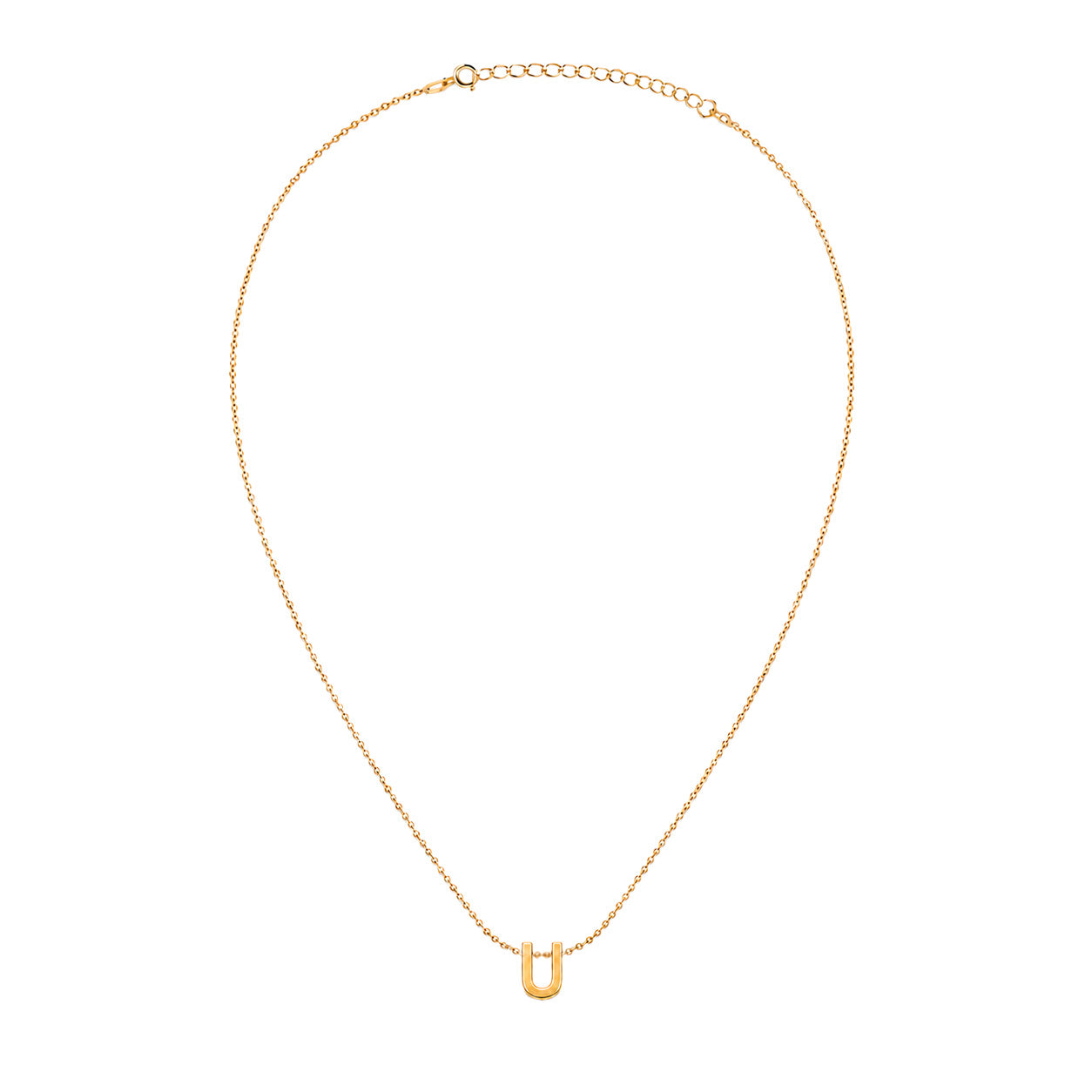 Collar Letra U Plata .925 con Baño de Oro 18K