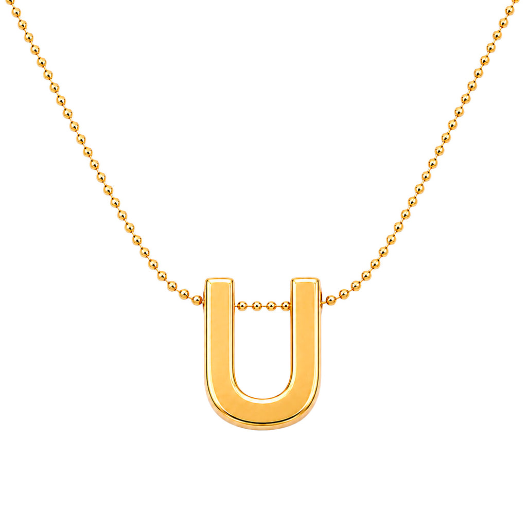 Collar Letra U Plata .925 con Baño de Oro 18K