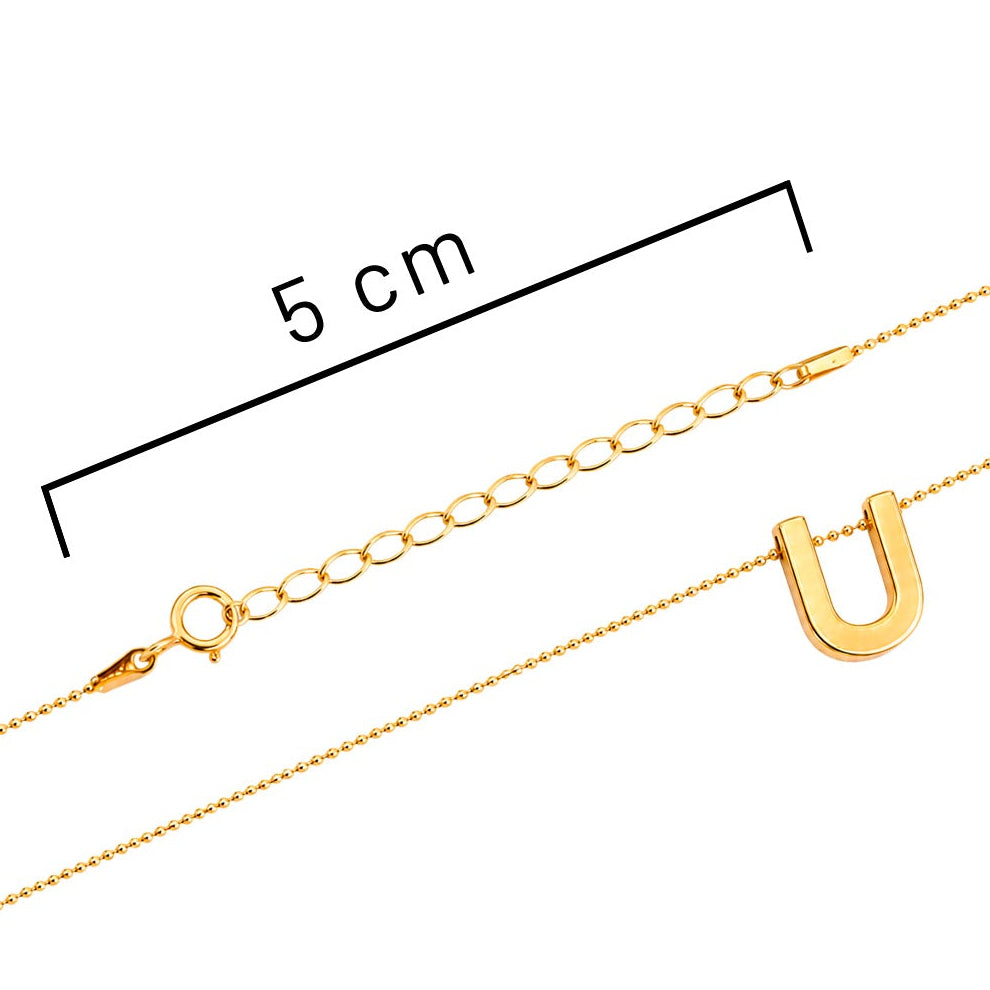 Collar Letra U Plata .925 con Baño de Oro 18K