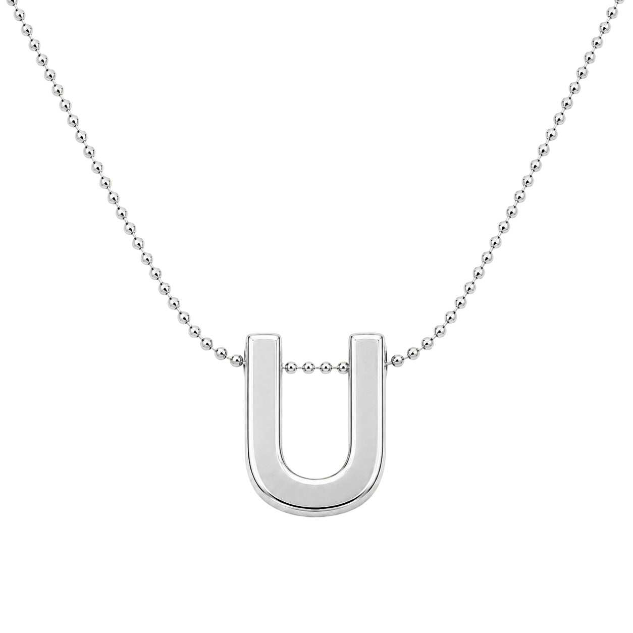 Collar Letra U Plata .925 con Baño de Rodio