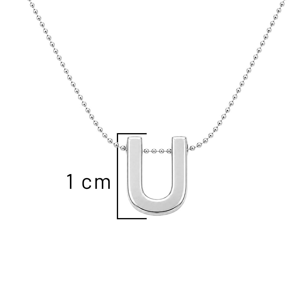 Collar Letra U Plata .925 con Baño de Rodio