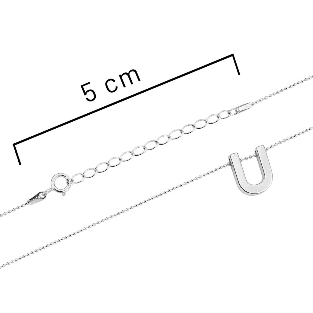 Collar Letra U Plata .925 con Baño de Rodio