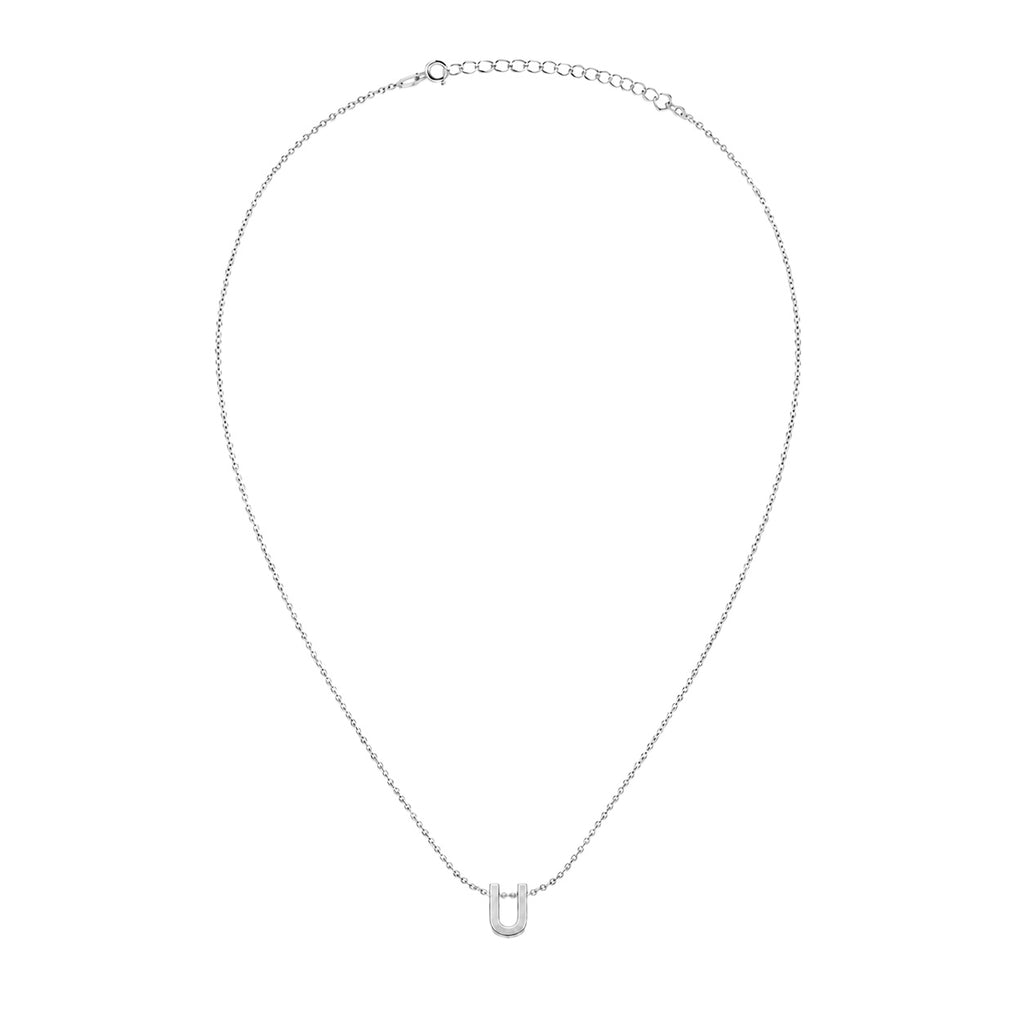 Collar Letra U Plata .925 con Baño de Rodio