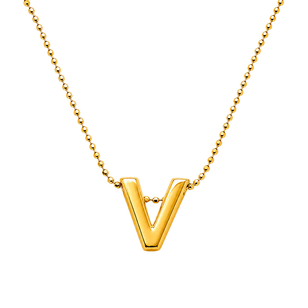 Collar Letra V Plata .925 con Baño de Oro 18K