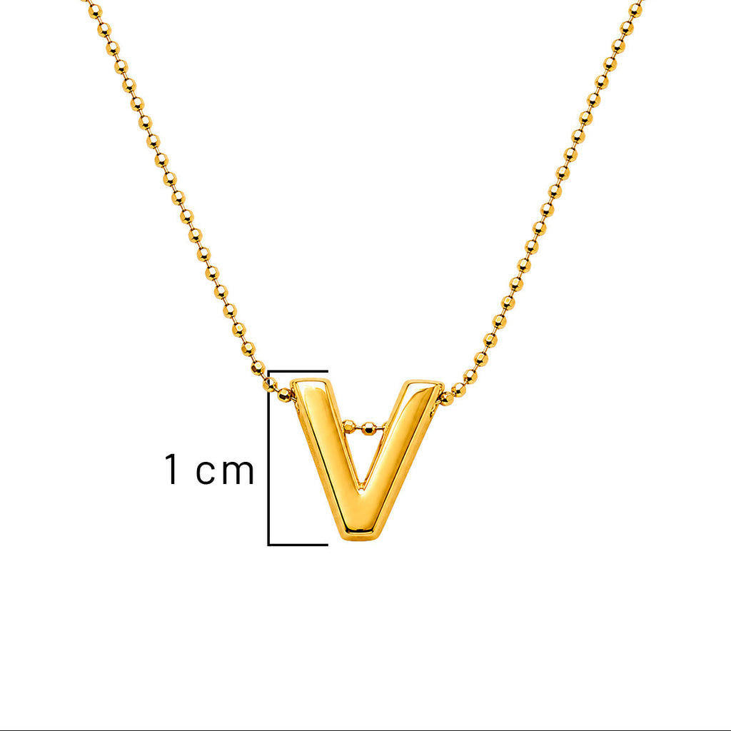Collar Letra V Plata .925 con Baño de Oro 18K