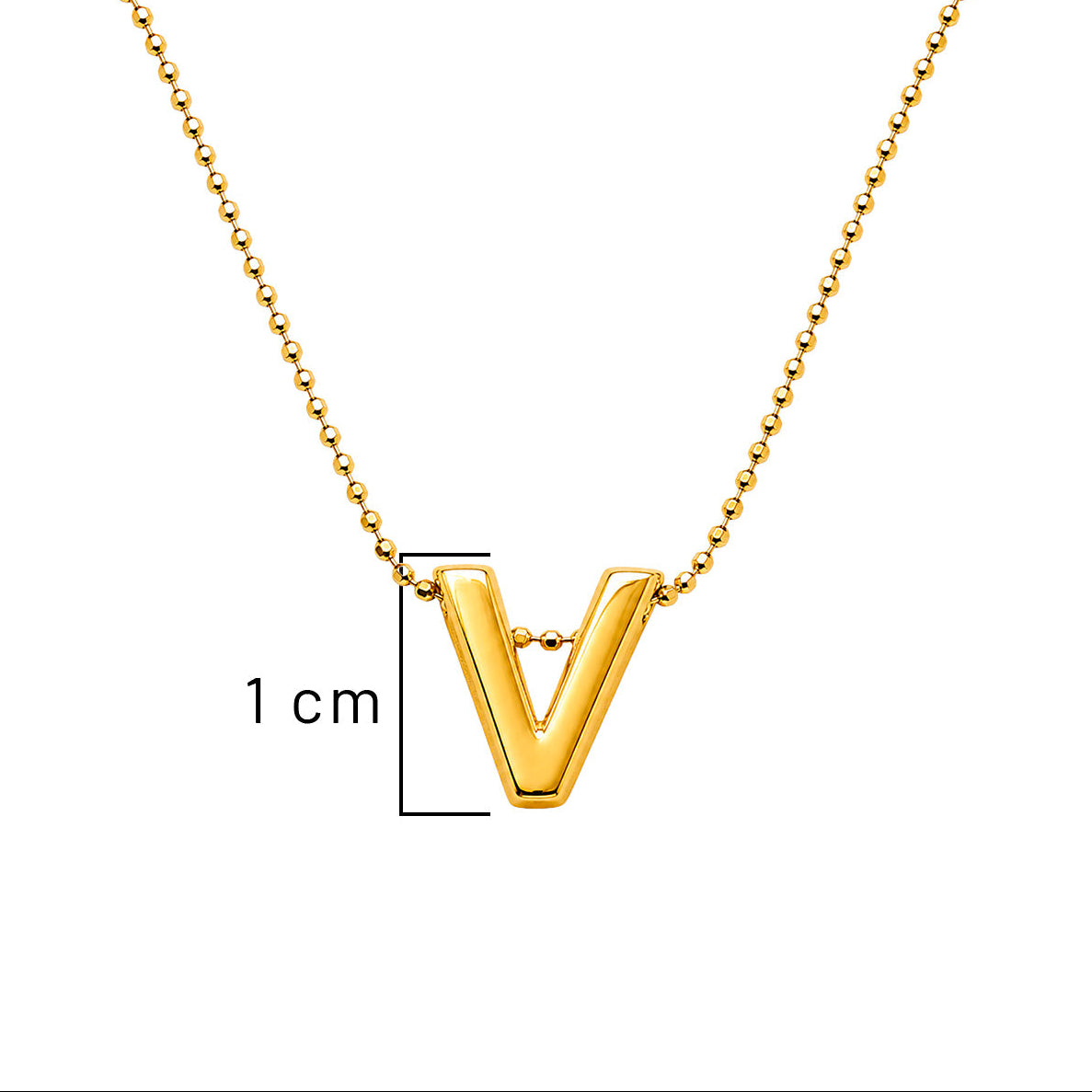Collar Letra V Plata .925 con Baño de Oro 18K