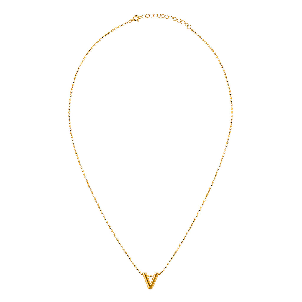 Collar Letra V Plata .925 con Baño de Oro 18K