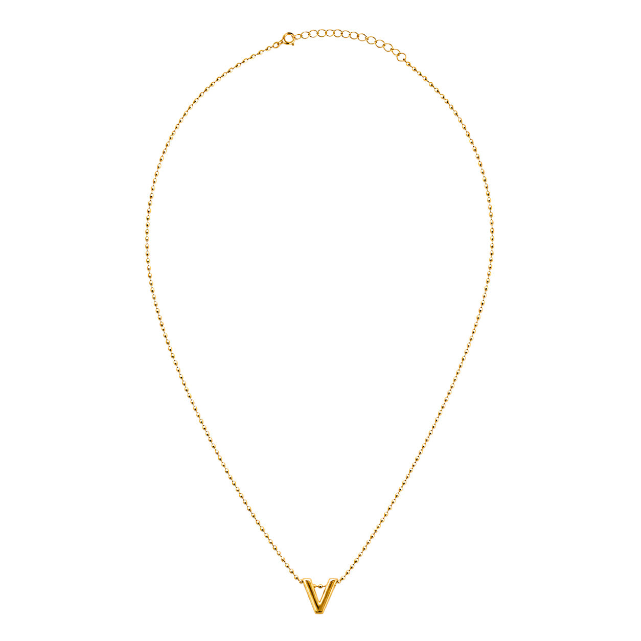 Collar Letra V Plata .925 con Baño de Oro 18K