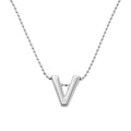 Collar Letra V Plata .925 con Baño de Rodio