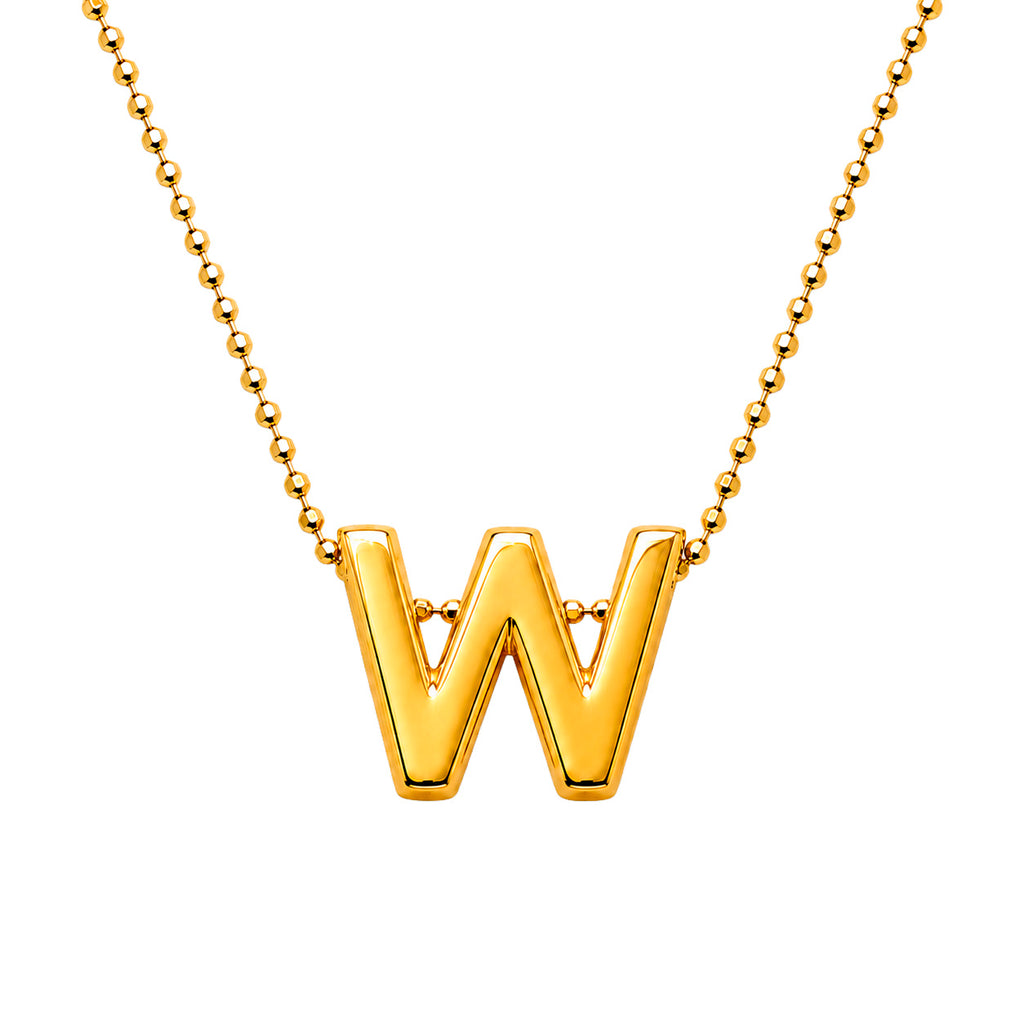 Collar Letra W Plata .925 con Baño de Oro 18K
