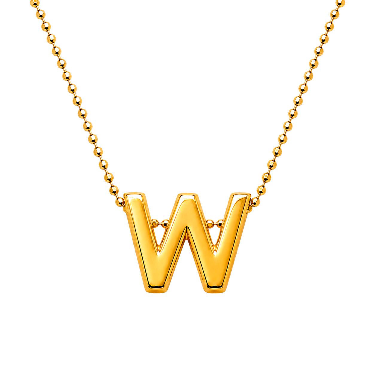 Collar Letra W Plata .925 con Baño de Oro 18K