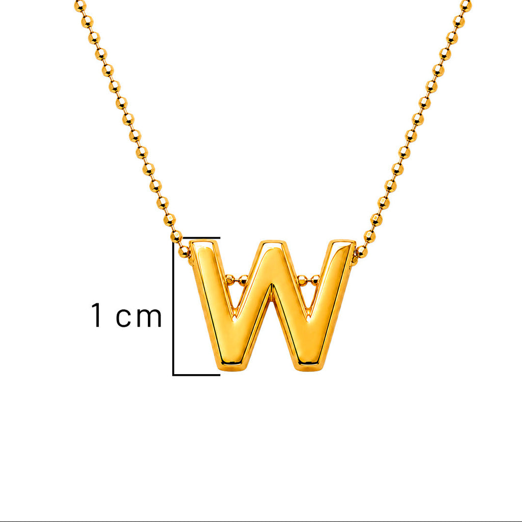 Collar Letra W Plata .925 con Baño de Oro 18K