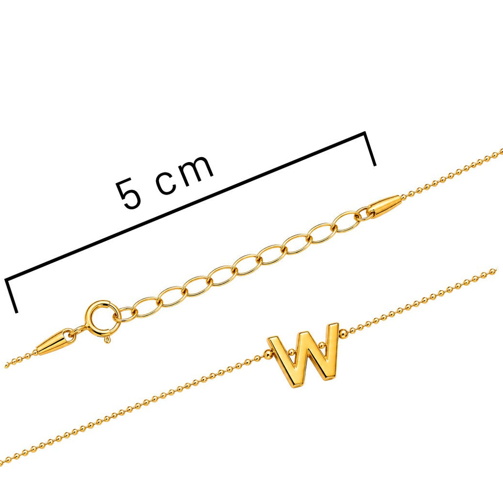 Collar Letra W Plata .925 con Baño de Oro 18K