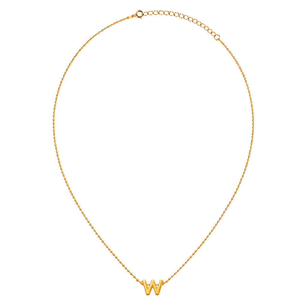 Collar Letra W Plata .925 con Baño de Oro 18K
