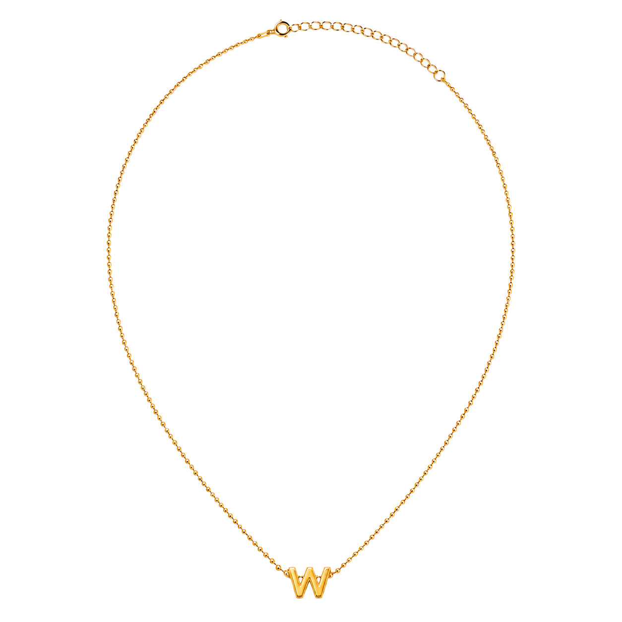 Collar Letra W Plata .925 con Baño de Oro 18K