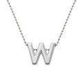 Collar Letra W Plata .925 con Baño de Rodio