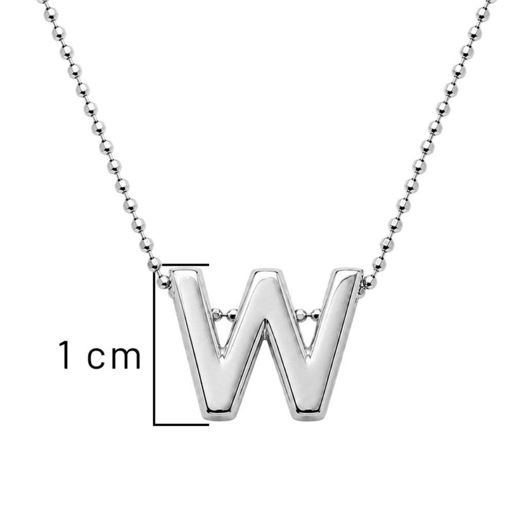Collar Letra W Plata .925 con Baño de Rodio