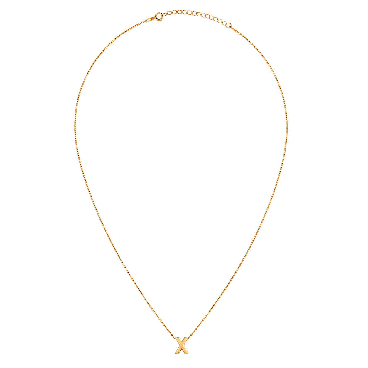 Collar Letra X Plata .925 con Baño de Oro 18K