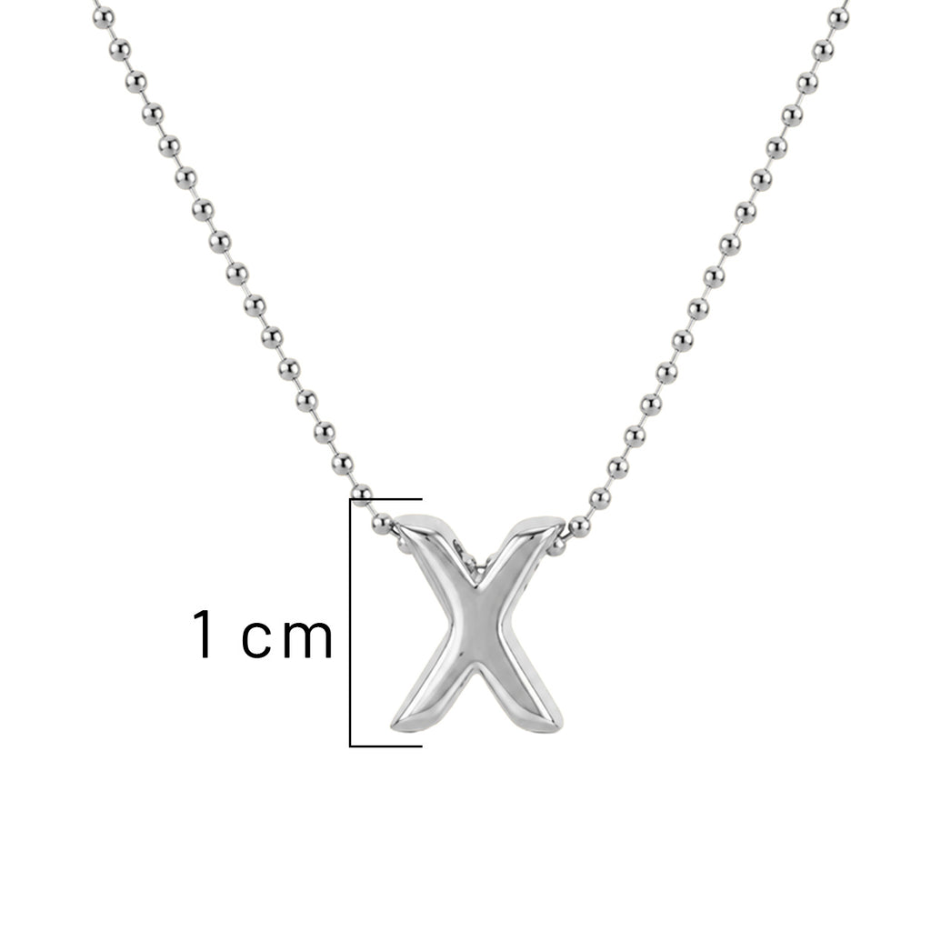 Collar Letra X Plata .925 con Baño de Rodio