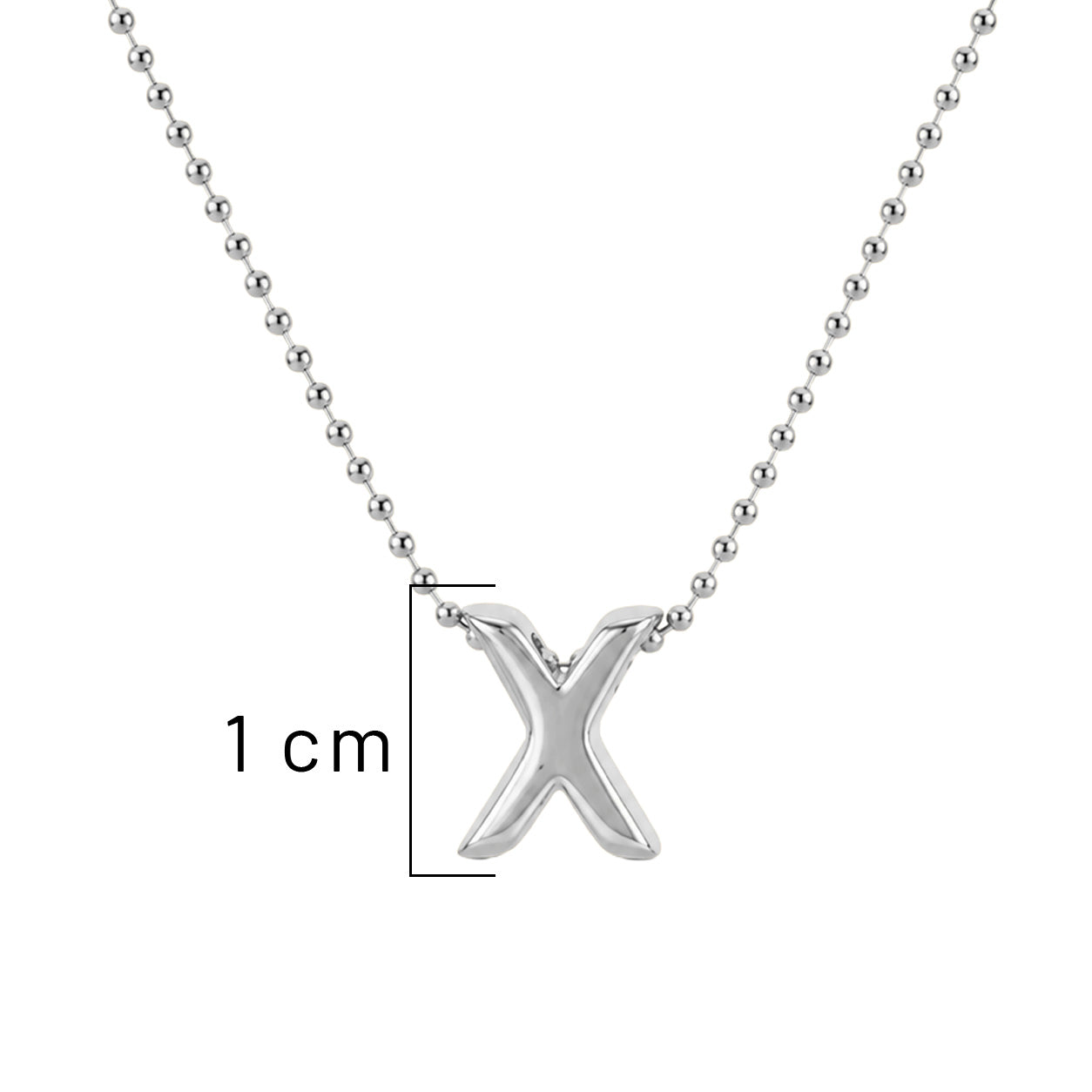 Collar Letra X Plata .925 con Baño de Rodio