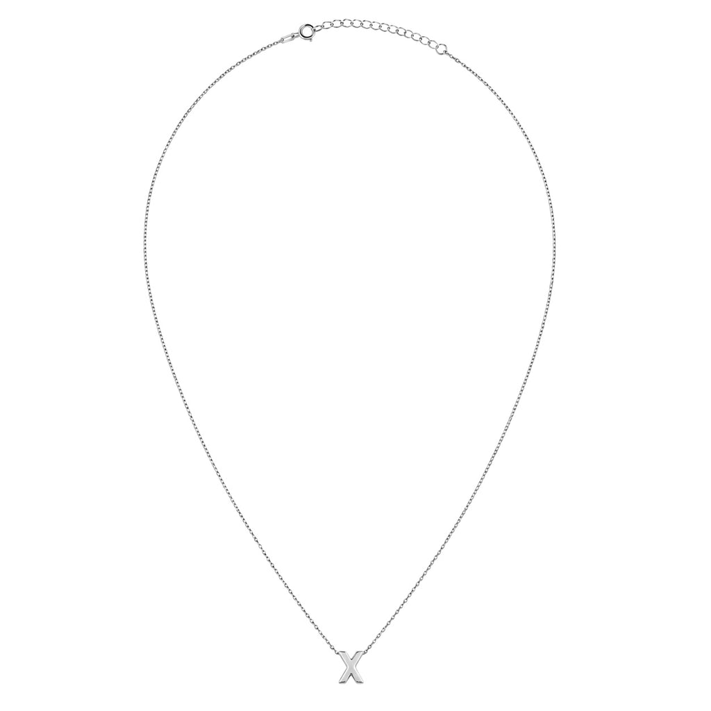 Collar Letra X Plata .925 con Baño de Rodio