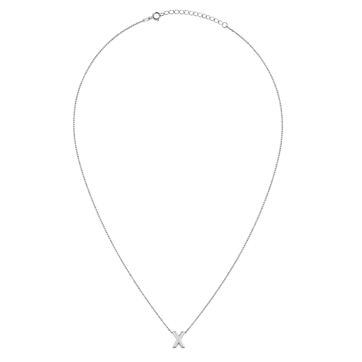 Collar Letra X Plata .925 con Baño de Rodio