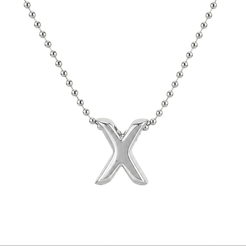 Collar Letra X Plata .925 con Baño de Rodio