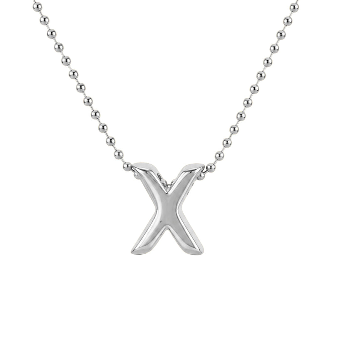 Collar Letra X Plata .925 con Baño de Rodio