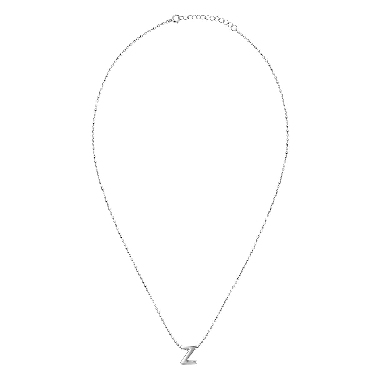 Collar Letra Z Plata .925 con Baño de Rodio