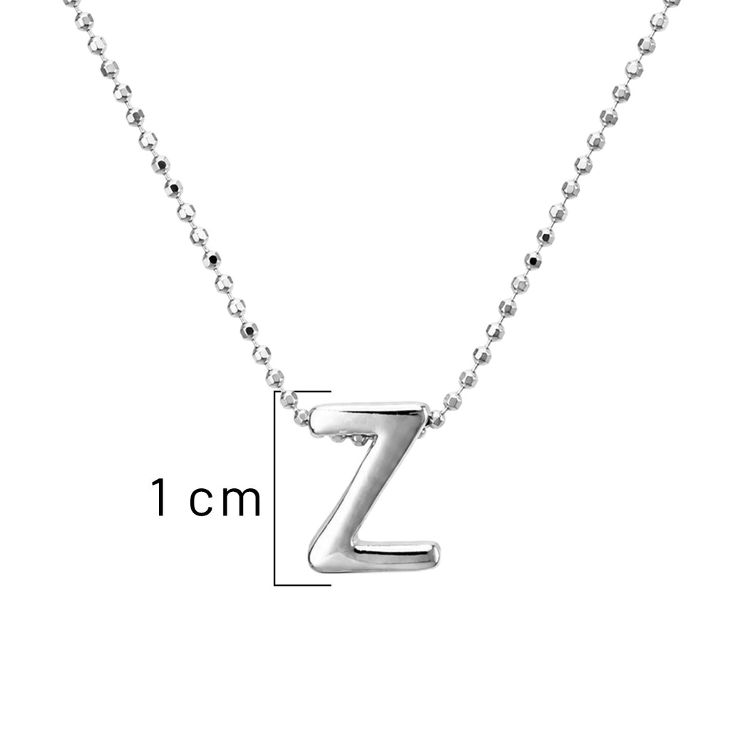 Collar Letra Z Plata .925 con Baño de Rodio