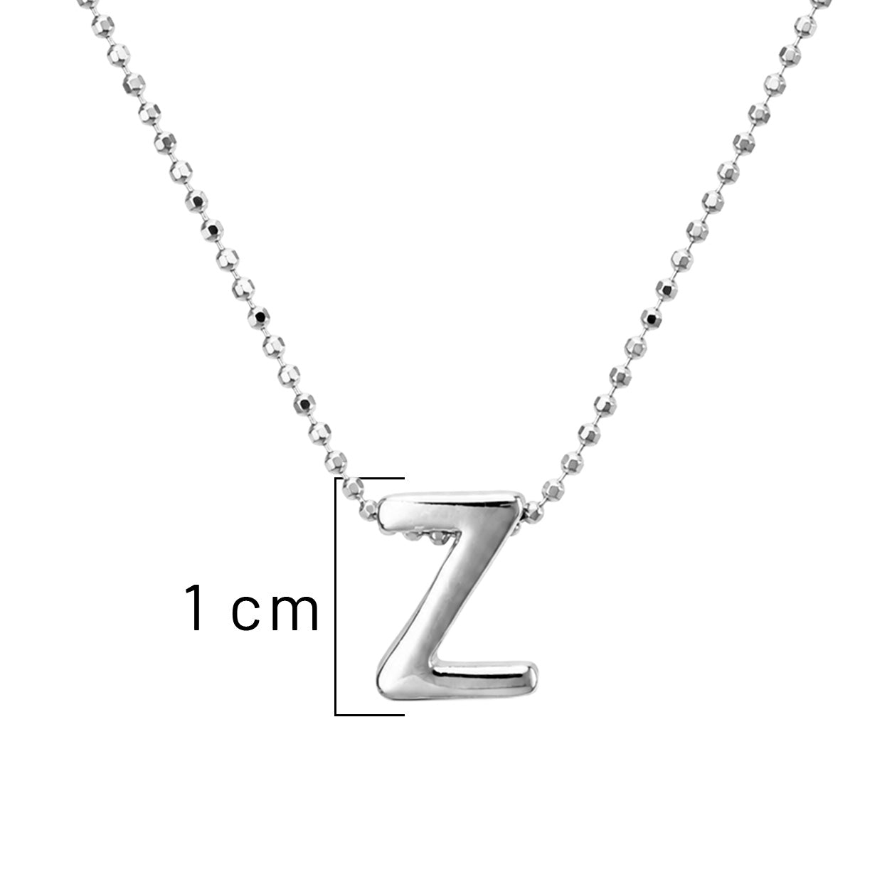 Collar Letra Z Plata .925 con Baño de Rodio