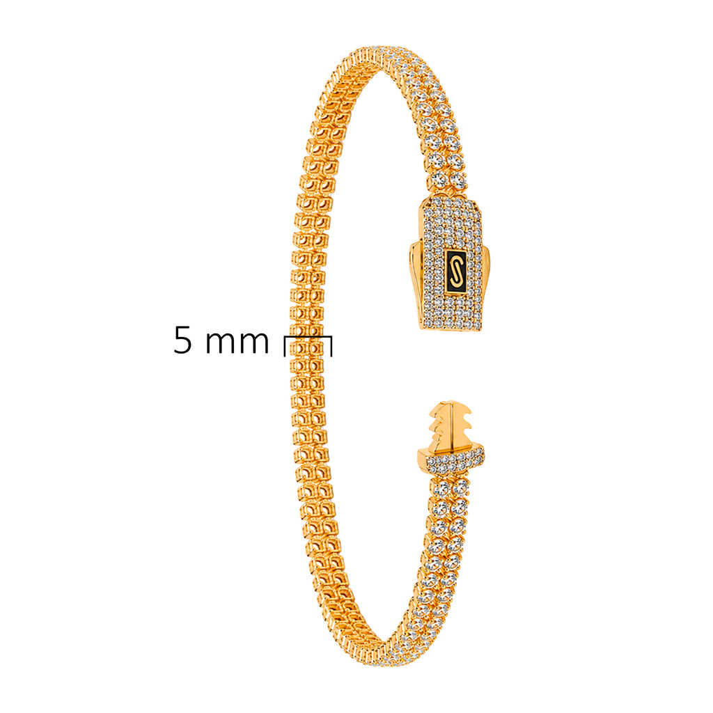 Pulsera Mónaco Chain Original con Circonias 16 cm 4mm, Broche con Circonias. Oro 14K