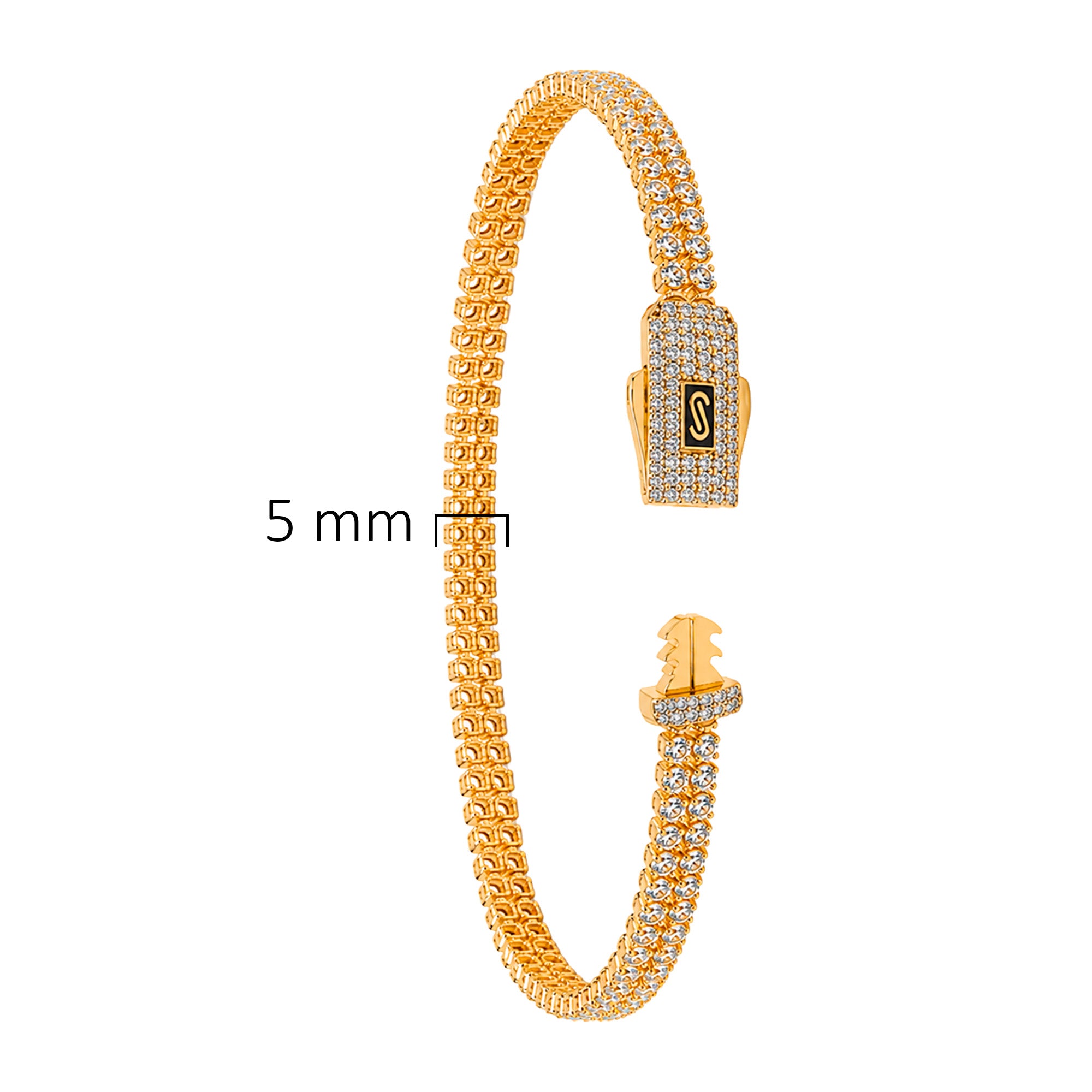 Pulsera Mónaco Chain Original con Circonias 16 cm 4mm, Broche con Circonias. Oro 14K
