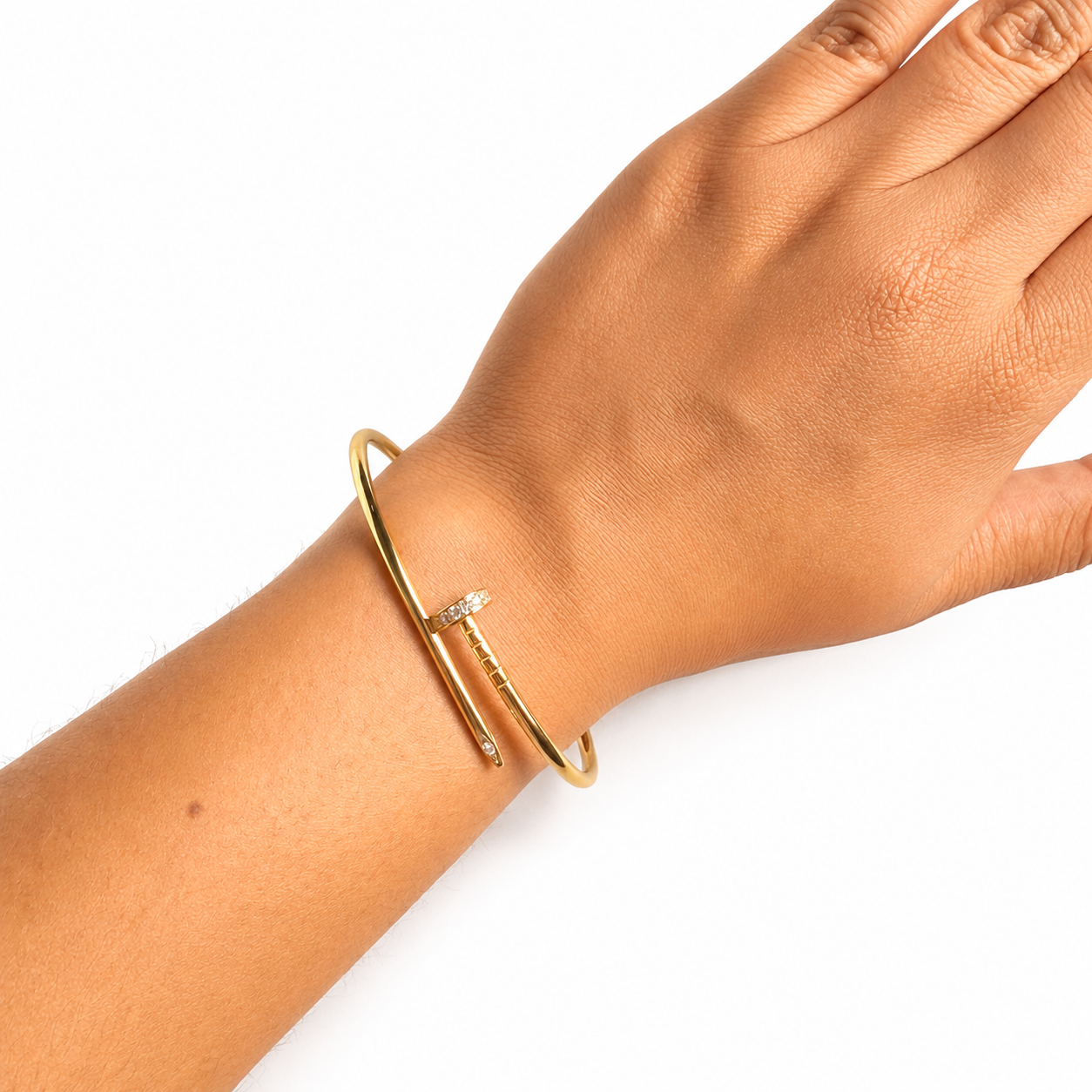 Brazalete Cartier 1:1 Clavo con Circonias, Plata .925 Baño de Oro 18 k