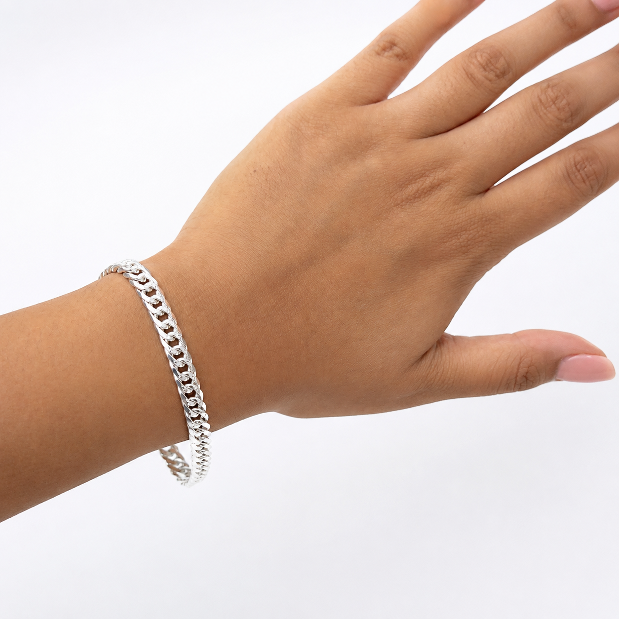 Pulsera Cubana Diamantada Plata .925