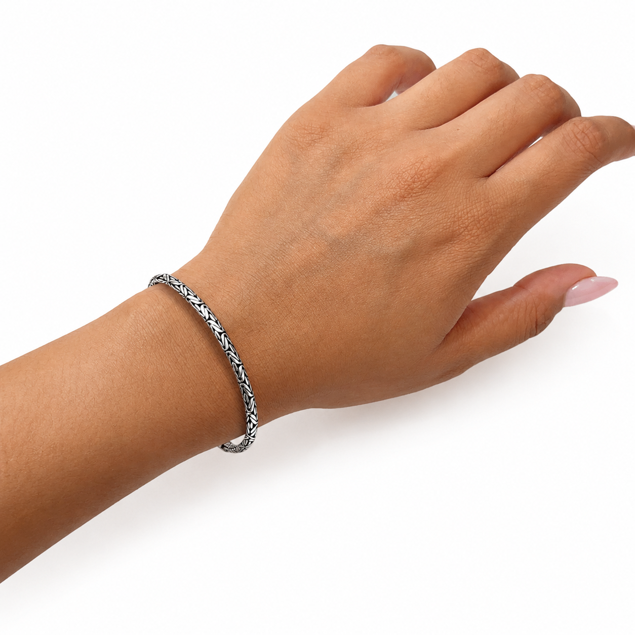 Pulsera Bali Estilo Oxidado 18 cm Plata .925