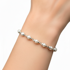 Pulsera Perla Natural con Eslabones Plata .925