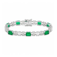 Pulsera Turmalina Rectángulos con Circonias Baguette, Plata .925 con Baño de Rodio