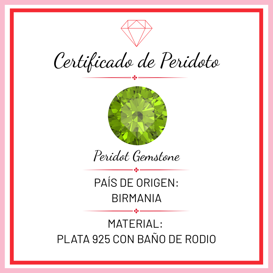 Pulsera Piedras Preciosas Peridoto con Baño de Rodio Plata .925