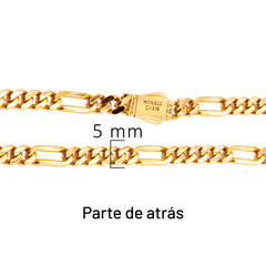Pulsera Mónaco Chain Original Cubano con Eslabón Largo Liso, tipo Cartier 5mm, 20 cm. Broche Circonias. Oro 14k