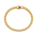 Pulsera Mónaco Chain Original Cubana Lisa 5mm 18 cm. Broche Circonias Oro 14K