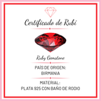 Anillo Piedras Rubí Gota con Circonias, Plata .925