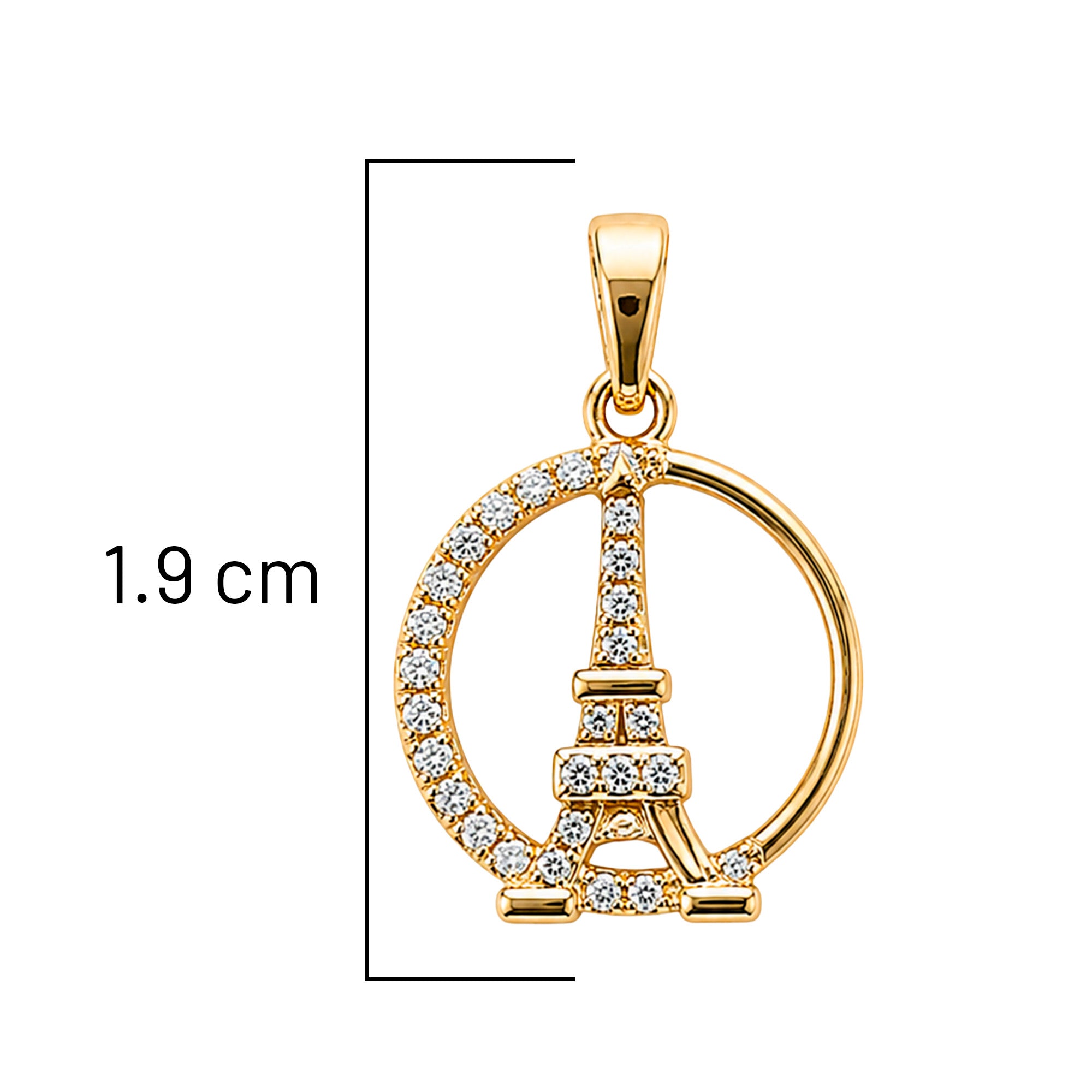 Dije Torre Eiffel con Micro Circonias Oro 10K