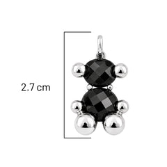 Dije Oso 1.1 Piedra Ónix Facetado, Plata .925 Baño de Rodio