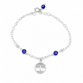 Tobillera Dije Árbol de la vida con Ojo Turco Plata .925