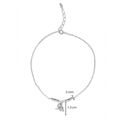 Tobillera Dije de Libélula con Bolita Diamantada y Cadena Eslabones Plata .925