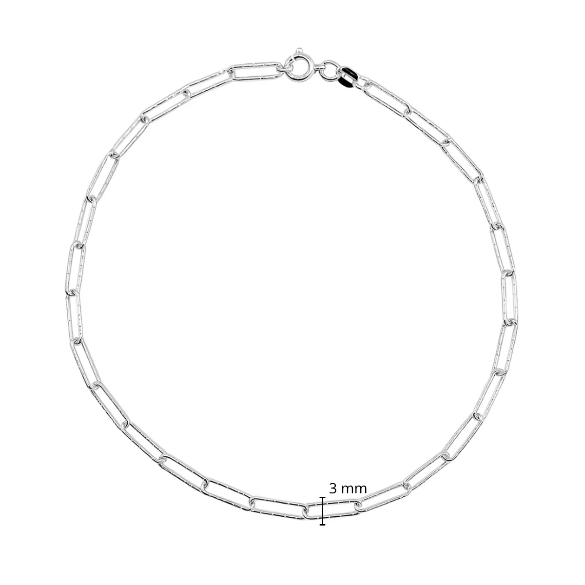 Tobillera Paper Clip Diamantada Plata .925