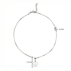 Tobillera Mariposa con Cadena Cubito Plata .925