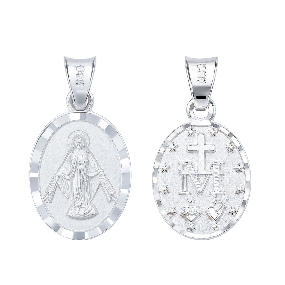 Dije Medalla Virgen Milagrosa Doble Vista Plata .925