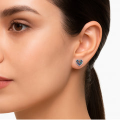 Broquel Corazón Bombeado con Micro Circonias Plata .925 con Rodio